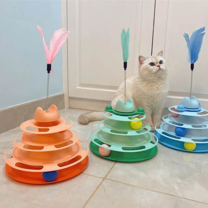 รางบอลแมว ทาวเวอร์ 4 ชั้น ของเล่นแมว มีที่เสียบไม้ตกแมว Joy Tower บอลแมว ของเล่นน้องแมว ไม้ล่อแมว - ภาพที่ 5
