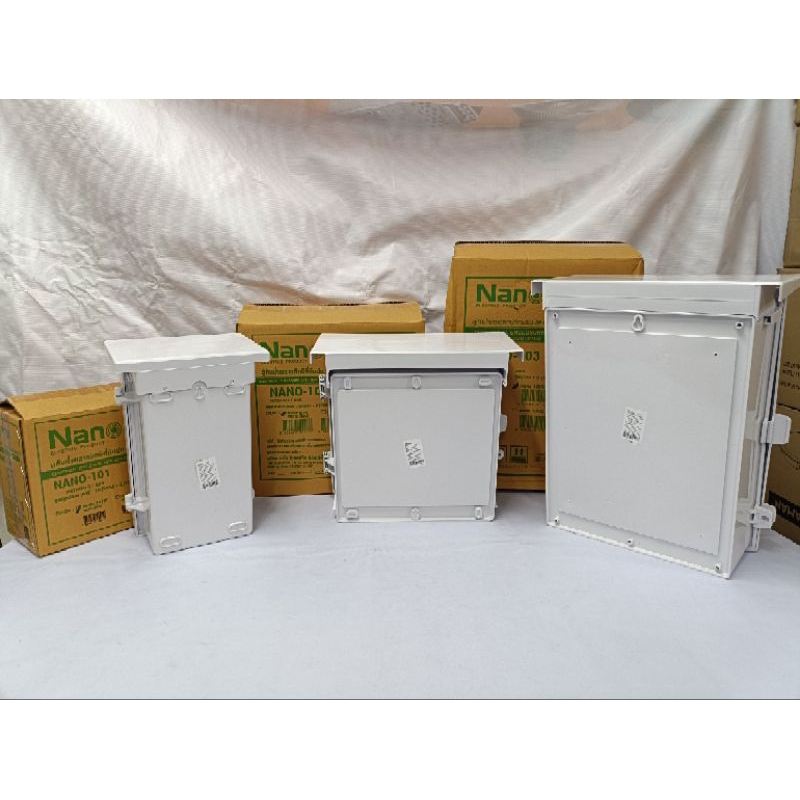รูปสินค้า NANO Electric Product ตู้กันน้ำพลาสติกมีที่กันฝน(IP44) สีขาว มี 3 รุ่น NANO-101,NANO-102,NANO-103