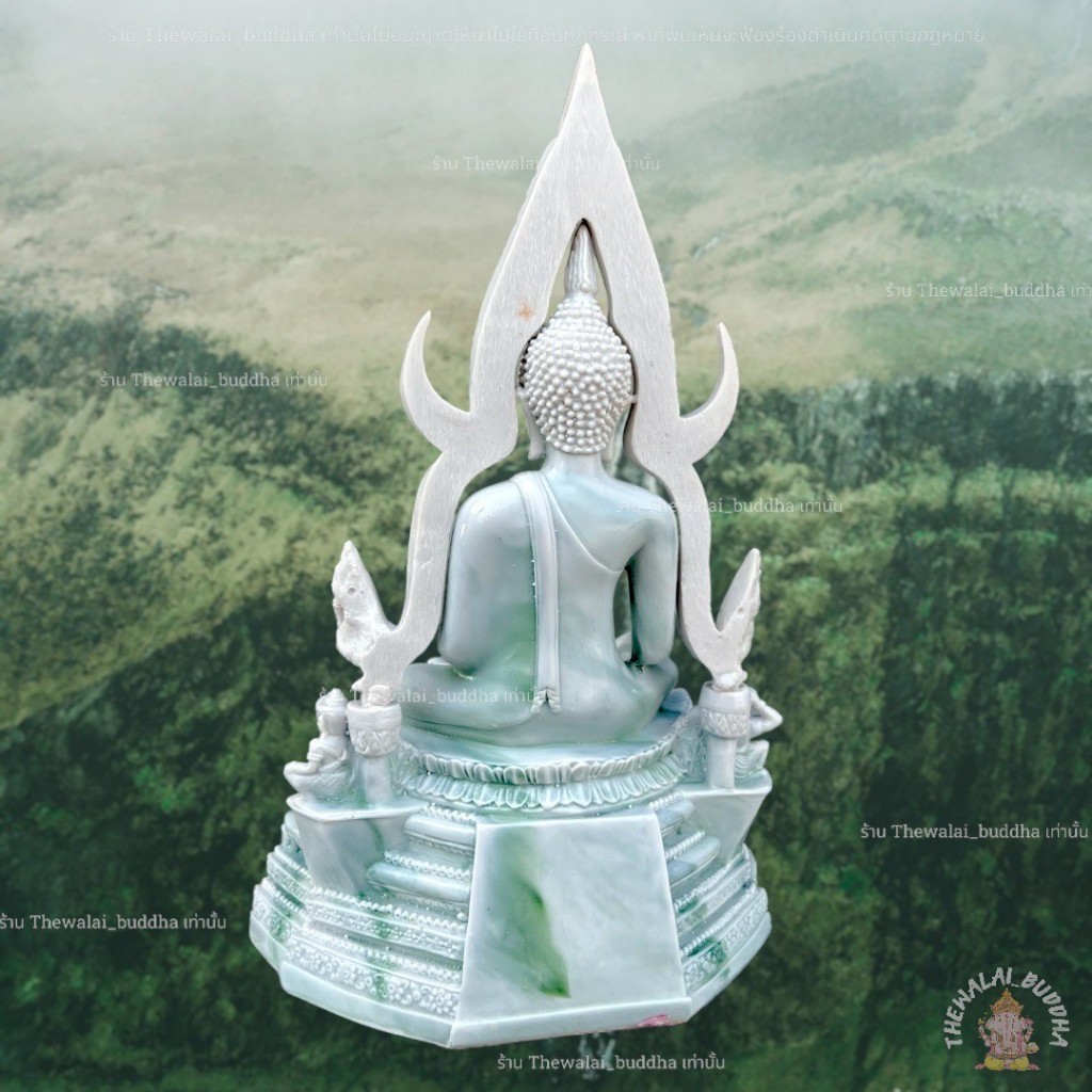 รูปสินค้า พระพุทธชินราช บูชาสีหินอ่อนลายหยก ผ่านพิธี 3/5 นิ้ว