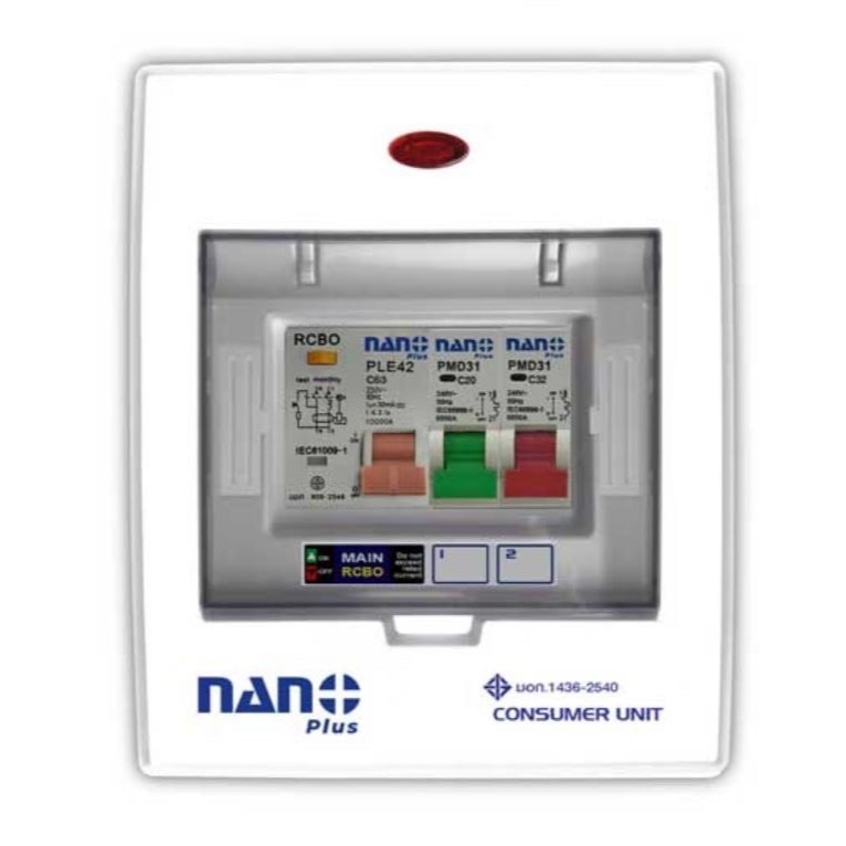 รูปสินค้า NANO ตู้คอนซูมเมอร์ยูนิต NANO ELECTRIC เมน + 2 ช่อง (พร้อม RCBO + ลูกย่อย) รุ่น NNP-CR-02 (ของแท้จากศูนย์)