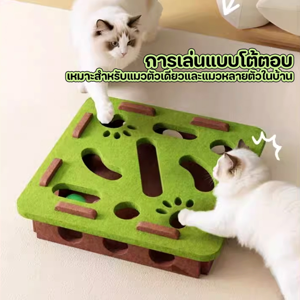 Winky Wink กล่องปริศนาแมว DIY สักหลาด โพสต์ลับเล็บแมว ทนทาน รางแมว ของเล่นล่าสัตว์ในร่ม ของเล่นแมวไล่จับหนู - ภาพที่ 5