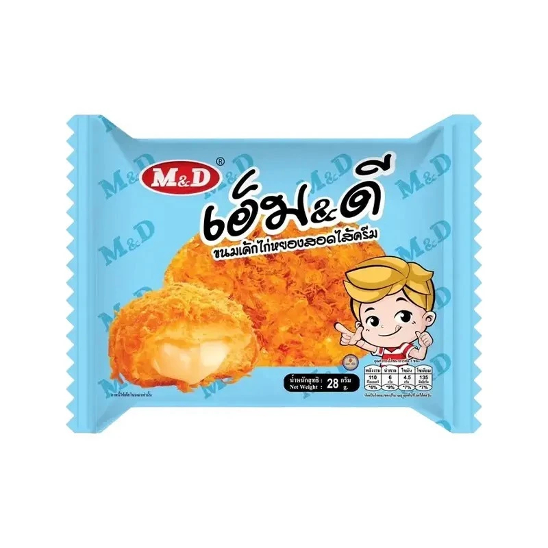 รูปสินค้า ขนมเปี๊ยะไส้หมูหยองและไก่หยอง M&D กล่องละ 2 ชิ้น