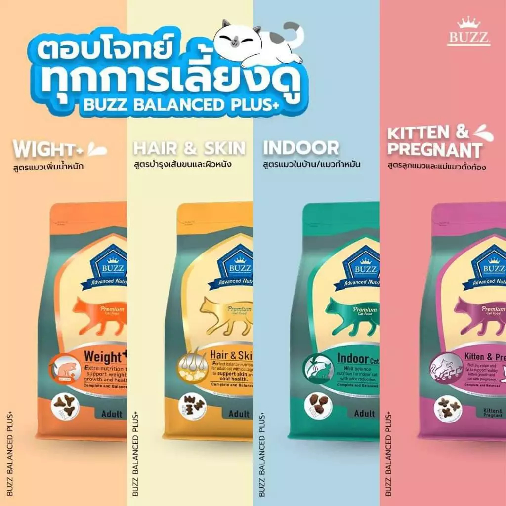 Buzz 1 kg - 3 kg Premium Advanced Nutrition อาหารแมว บัซซ์ เกรดพรีเมี่ยม ขนาด 1-3 กิโล - ภาพที่ 5