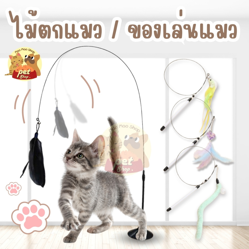 ของเล่นไม้กายสิทธิ์ ฐานดูด ขนนก ดูดซับน้ําได้ดี ของเล่นสําหรับแมวพร้อมส่งในไทย
