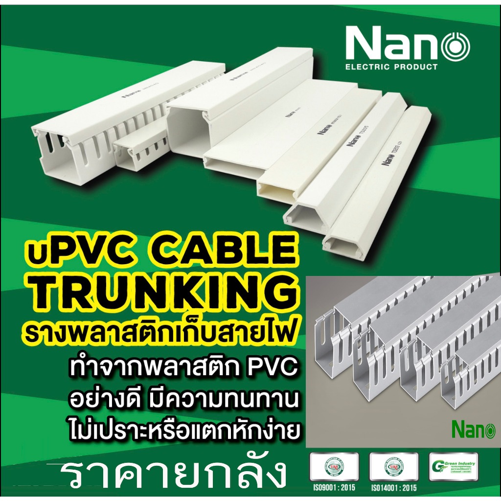 รางเก็บสายไฟ นาโน ยาว 2 เมตร แบบโปร่ง แบบทึบ สีขาว/เทา