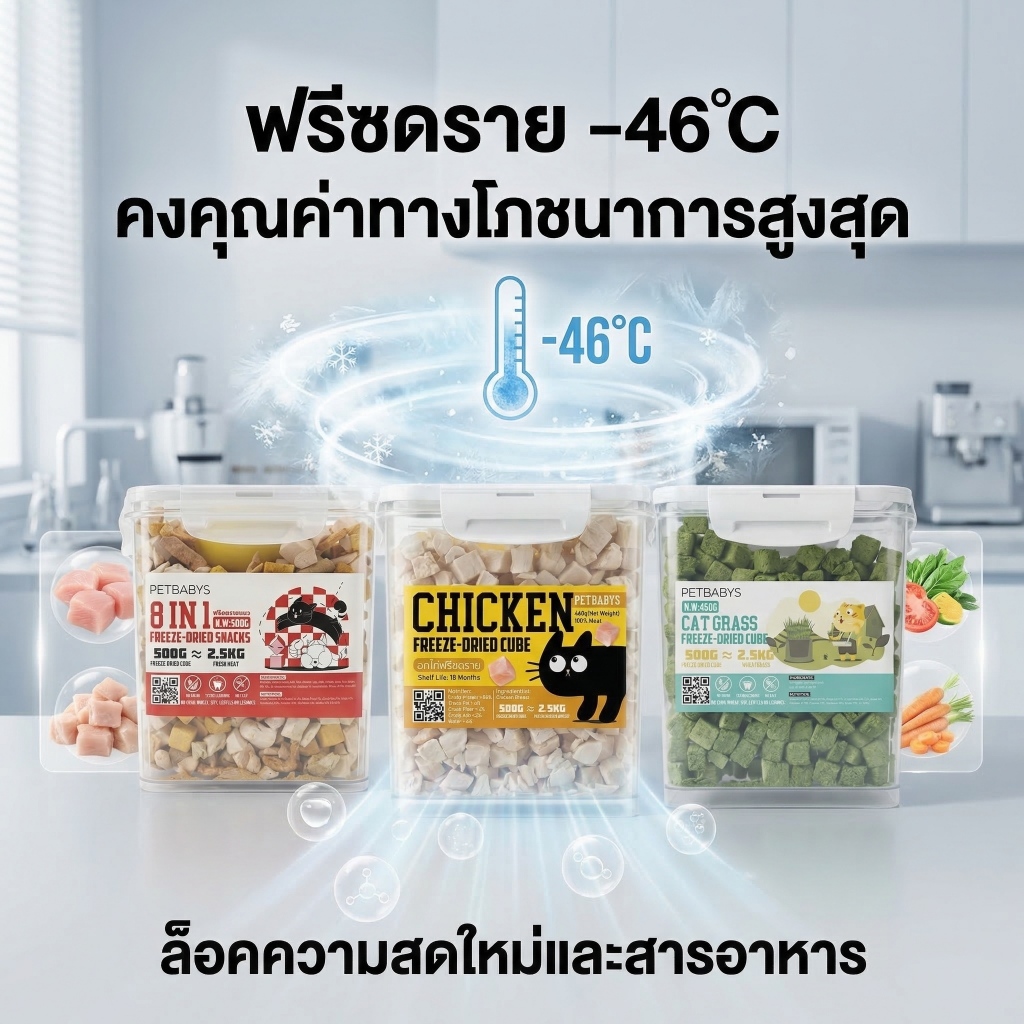 PETLUSCI ขนมแมวเลีย อกไก่ฟรีสดราย 100% ฮิวแมนเกรด ขนมแมวฟรีสดราย รสชาติต่างๆ สำหรับแมวและสุนัข