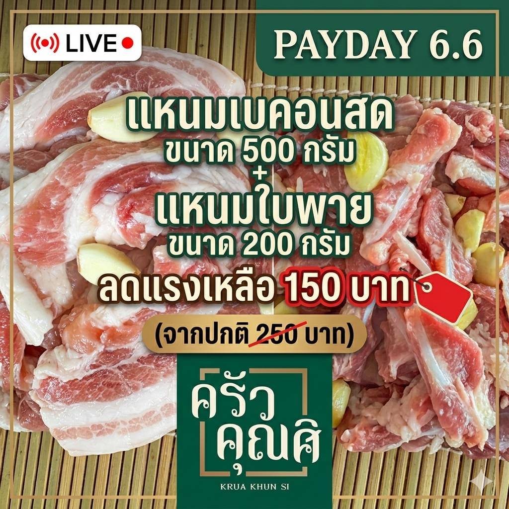 แหนมเบคอนสด 500 กรัม + แหนมใบพาย 200 กรัม สดใหม่ทุกวัน