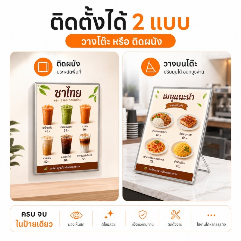 รูปสินค้า กรอบไฟ LED ปรับมุมได้ สำหรับเมนูอาหาร ร้านอาหาร คาเฟ่