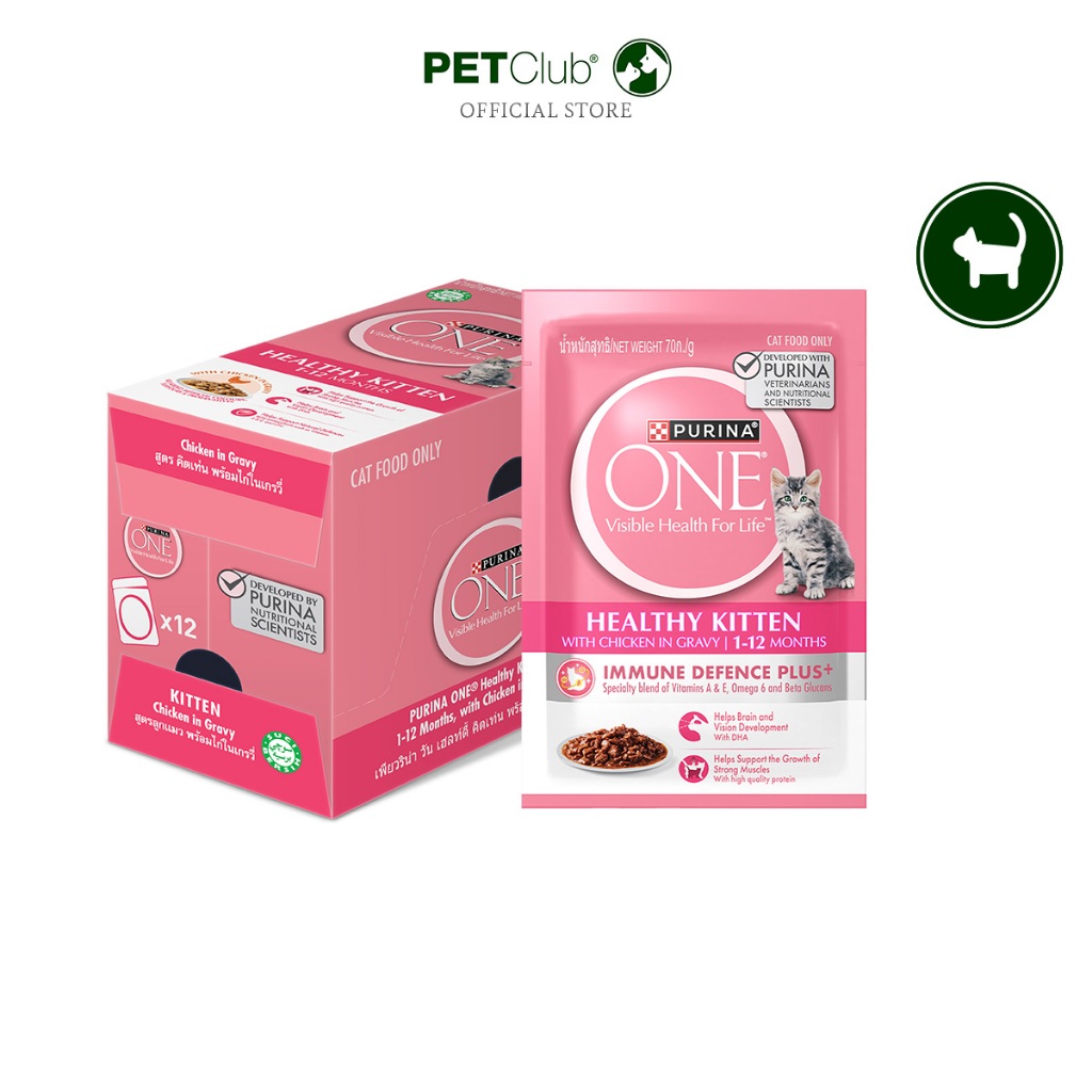 [PETClub] Purina One Pouch - อาหารแมวเปียก 5 รส !!ยกกล่อง 70g.x12ซอง!!