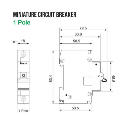 เซอร์กิตเบรกเกอร์ MCB 1 ขั้ว 6kA ทนกระแส 16A/32A แบรนด์ชิฮิน