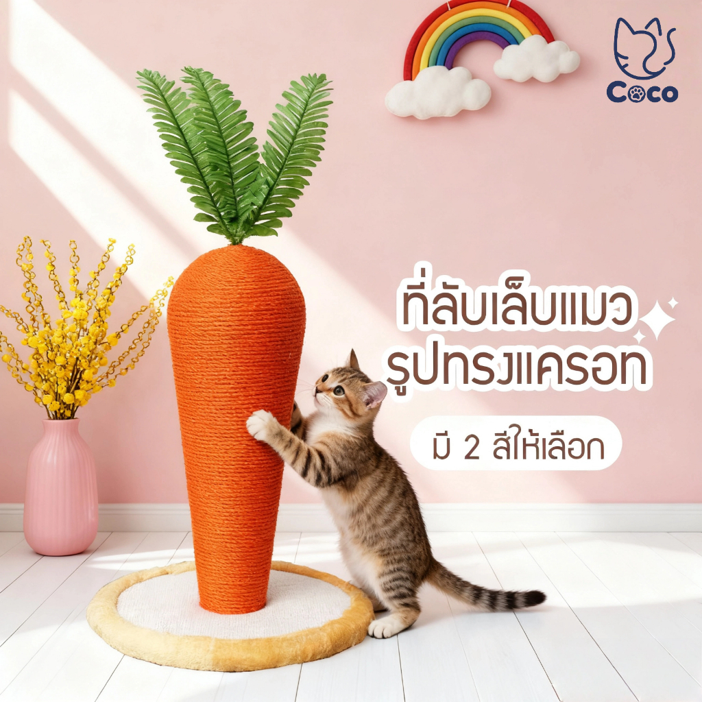 CoCo.pet ที่ฝนเล็บแมวแครอท ลับเล็บแมว เสาลับเล็บ  คอนโดแมว ของเล่นแมว  ฝนเล็บแมว อุปกรณ์แมว - ภาพที่ 4