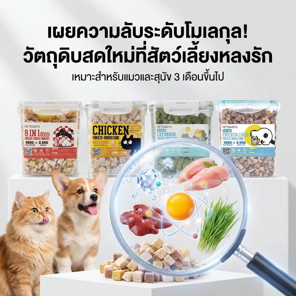 PETLUSCI ขนมแมวเลีย อกไก่ฟรีสดราย 100% ฮิวแมนเกรด ขนมแมวฟรีสดราย รสชาติต่างๆ สำหรับแมวและสุนัข - ภาพที่ 4