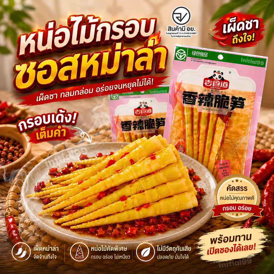 รูปสินค้า หน่อไม้หม่าล่าปรุงรส เสฉวน กรุบกรอบ อร่อย 60 กรัม