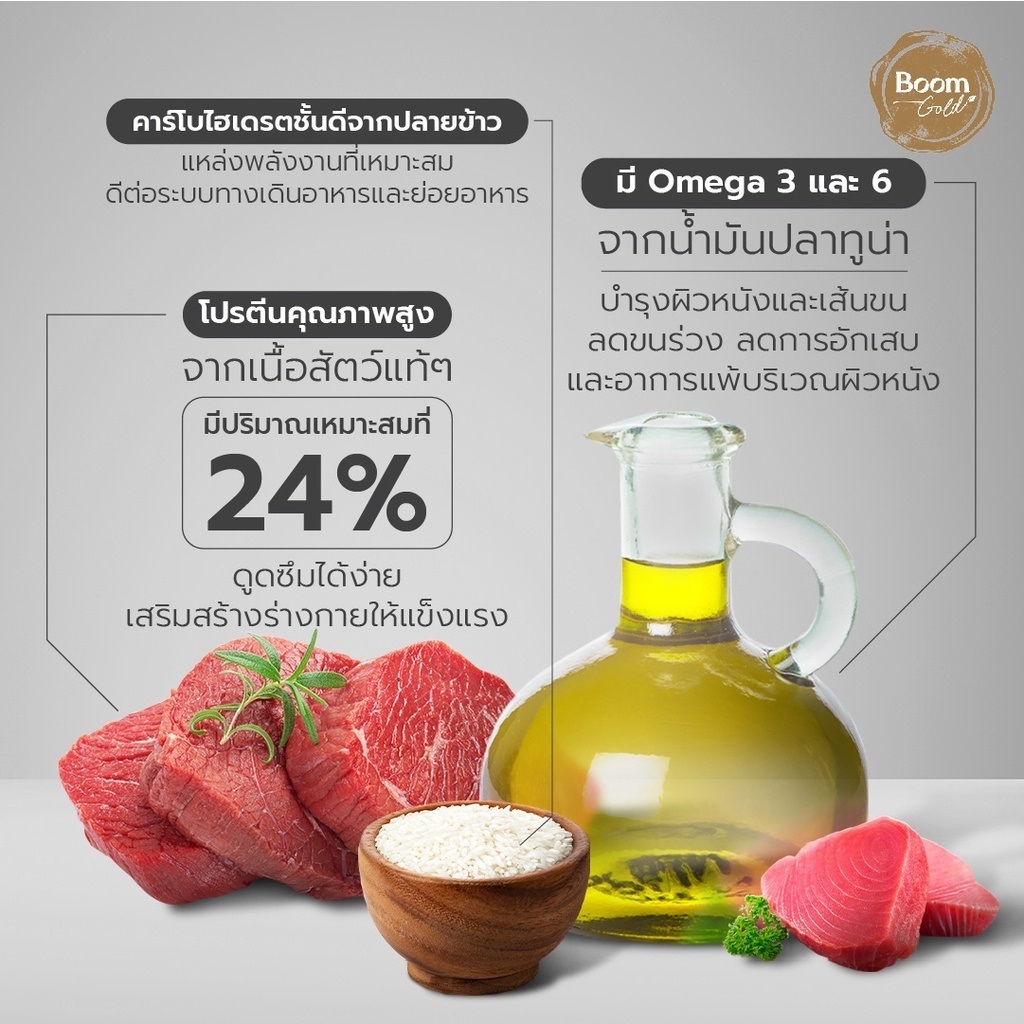 Boom Gold อาหารสุนัข รสเนื้อแกะ 10 KG เกรดพรีเมียม โปรตีนจากเนื้อสัตว์แท้ ช่วยบำรุงผิวหนังและขน ลดอาการแพ้ - ภาพที่ 5