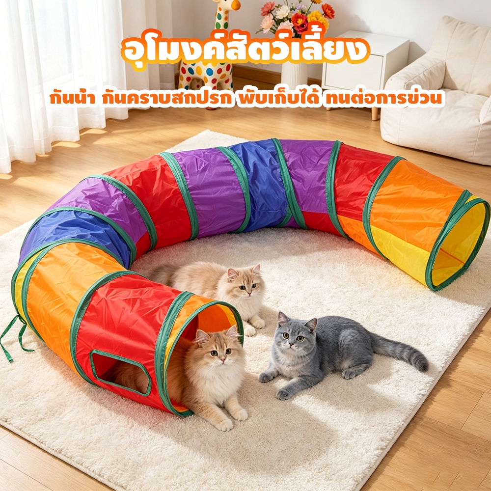 🐱ของเล่นแมว อุโมงค์แมว อุโมงค์สัตว์เลี้ยง พับได้ อุโมงค์แมวหลากหลายรูปแบบ - ภาพที่ 6
