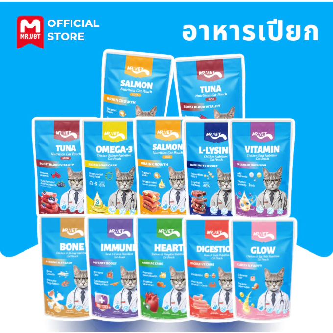 [ยกโหล 12 ซอง-ยกลัง 48 ซอง] MR.VET อาหารแมวเปียก ขนาด 70g สูตรบำรุงสุขภาพ โปรตีนสูง ไม่ปรุงรส เหมาะกับแมวทุกวัย - ภาพที่ 5