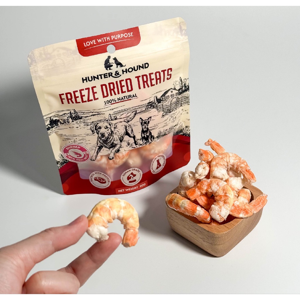Hunter&Hound ขนมน้องแมว น้องหมา กุ้งฟรีซดราย เต็มตัว ทอรีนสูง ไม่เค็ม Freeze Dried Shrimp 20g - ภาพที่ 5