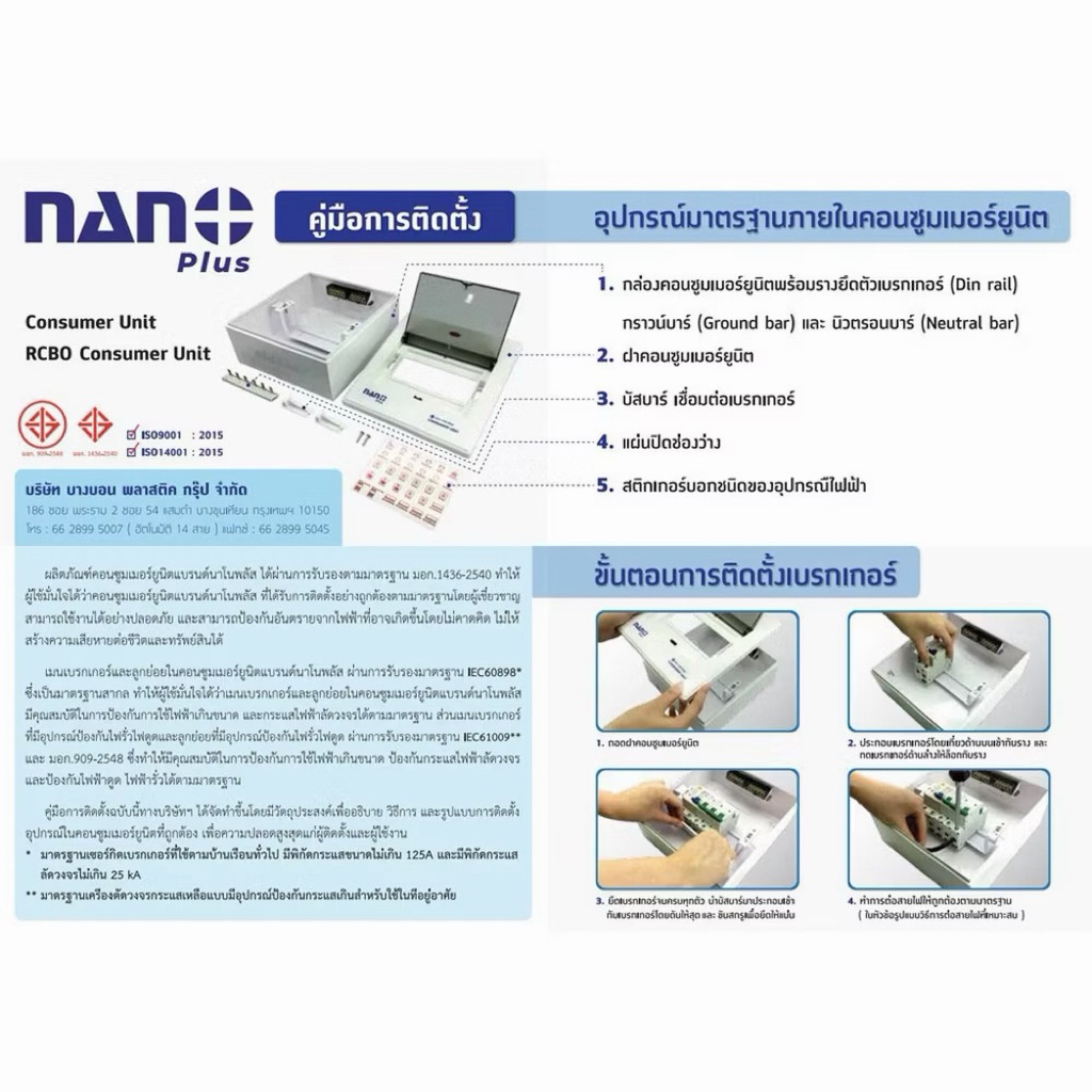รูปสินค้า ตู้คอนซูมเมอร์ยูนิตไฟฟ้า NANO พร้อมระบบป้องกันไฟฟ้าลัดวงจร