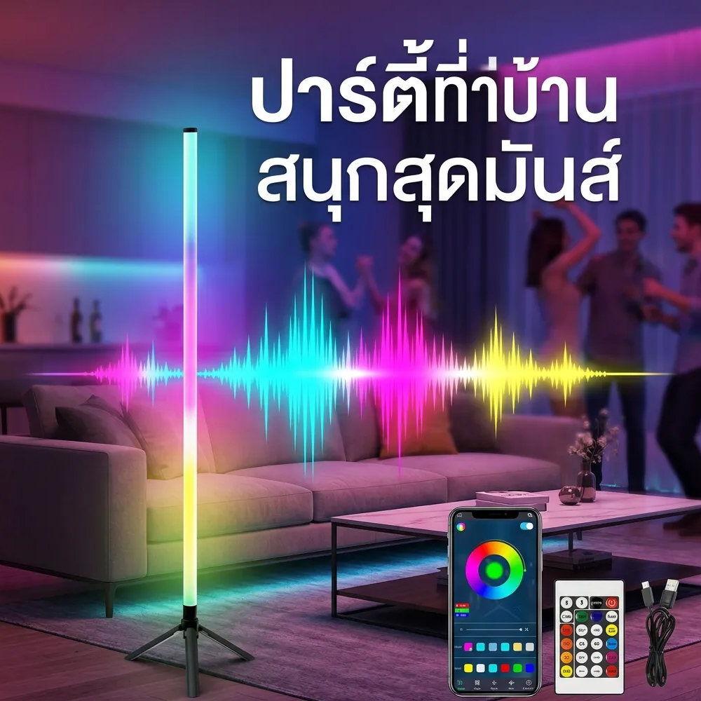 รูปสินค้า โคมไฟตั้งโต๊ะ LED ปรับสีได้ 1.24 เมตร ตกแต่งห้องได้ทุกสไตล์