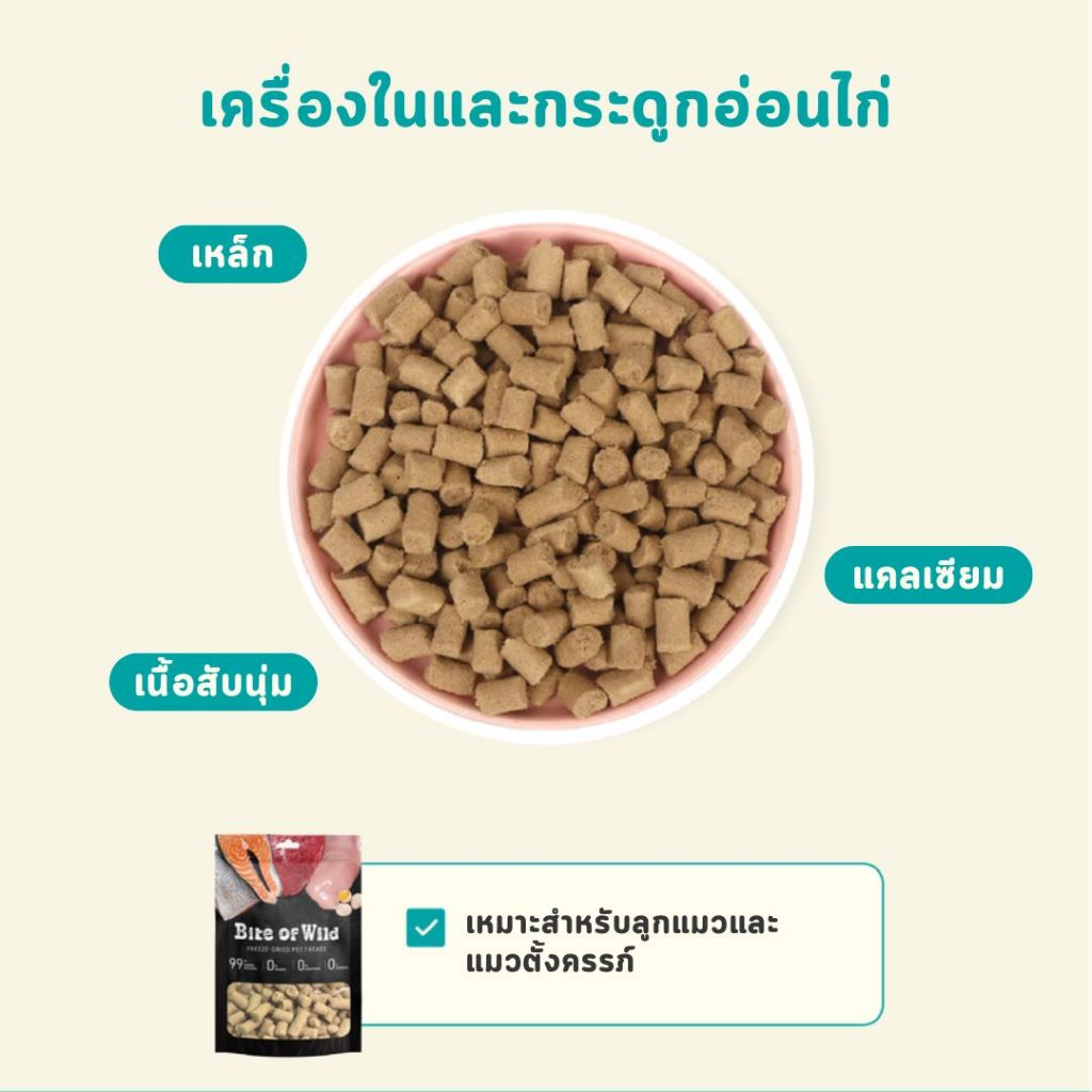 Bite of Wild Freeze-Dried 40g ฟ ไข่เหลือง / หญ้าแมว / ตับไก่ / เนื้อดิบแช่แข็งแห้ง ขนมขบเคี้ยวแมว ขนมขบเคี้ยวสำหรับสุนัข - ภาพที่ 4