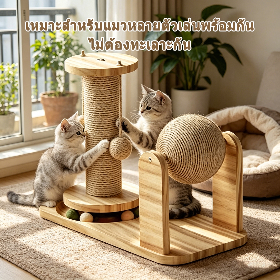 🐾 ที่ลับเล็บแมว ลับเล็บแมว ของเล่นแมว 5in1 ที่ลับเล็บ มัลติฟังก์ชั่น เสาฝนเล็บแมว หรูหรา ที่ฝนเล็บแมว ใหญ่ ฝนเล็บแมว - ภาพที่ 6