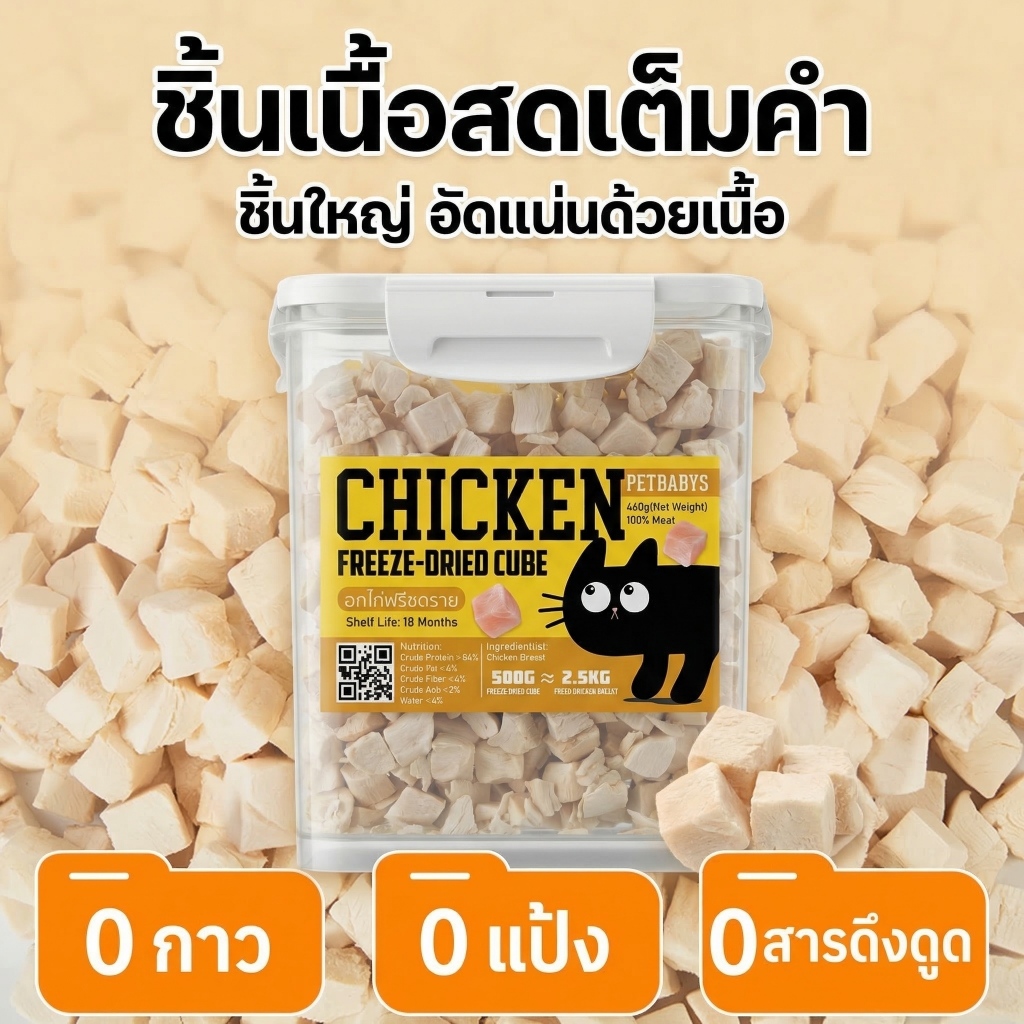 PETLUSCI ขนมแมวเลีย อกไก่ฟรีสดราย 100% ฮิวแมนเกรด ขนมแมวฟรีสดราย รสชาติต่างๆ สำหรับแมวและสุนัข - ภาพที่ 6