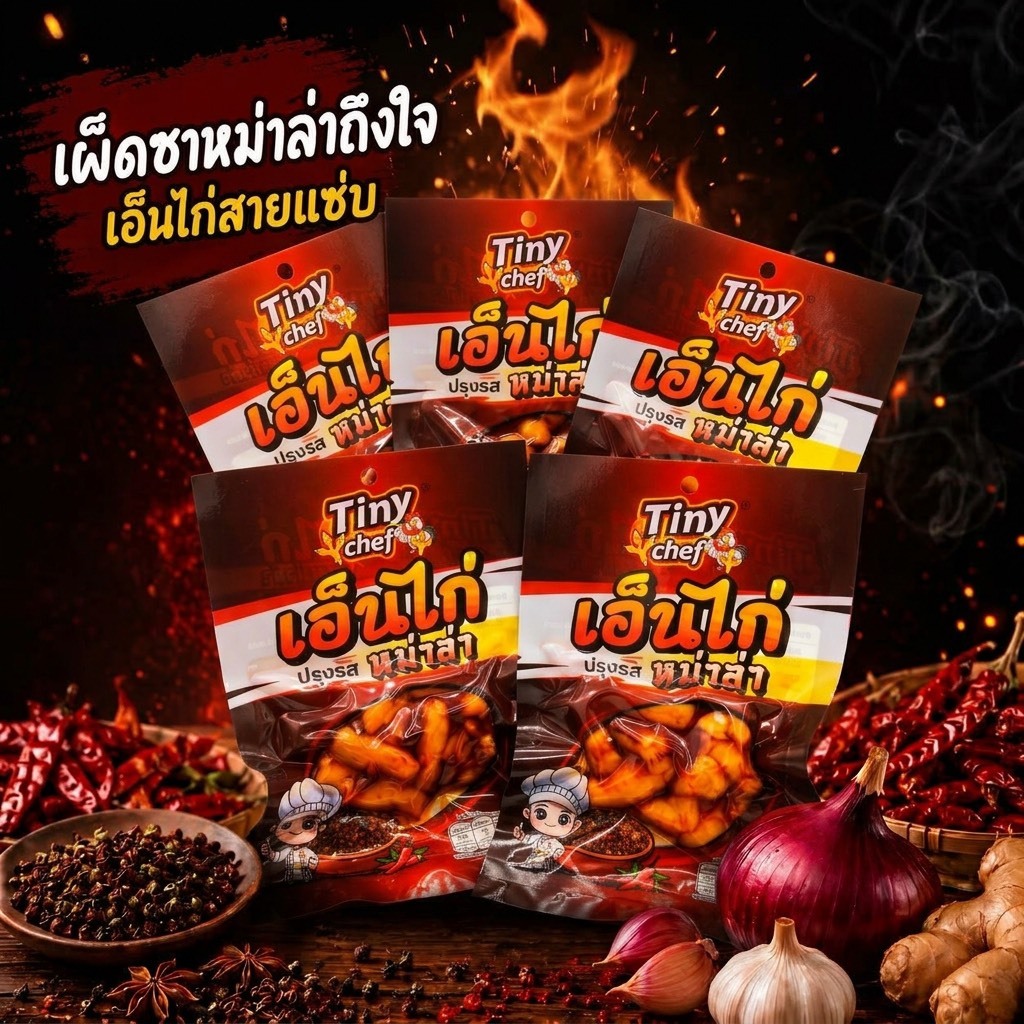 เอ็นไก่รสหม่าล่า เผ็ดชาเข้มข้น