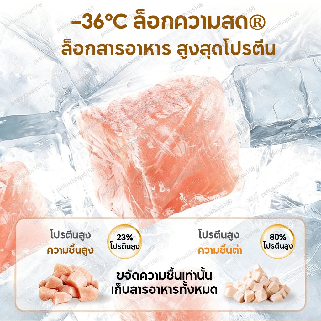 PETLUSCI อกไก่เต๋า 650g อกไก่ฟรีซดราย 100% ธรรมชาติ ไร้สารกันเสีย คุณภาพสู เสริมโปรตีน ขนมแมว ขนมหมา - ภาพที่ 6