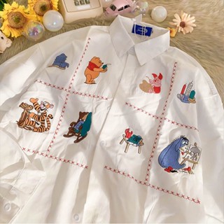 Desenho Animado Da Moda Camisa De Nicho Padrão Animal Primavera Outono Nova Casal Solta