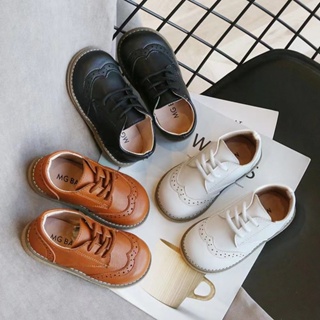 Congme Kids Sapatos De Couro Baby Toddler Boys Girls Flat British Style Escolares Preto Branco Suaves Confortáveis em Oferta na Shopee