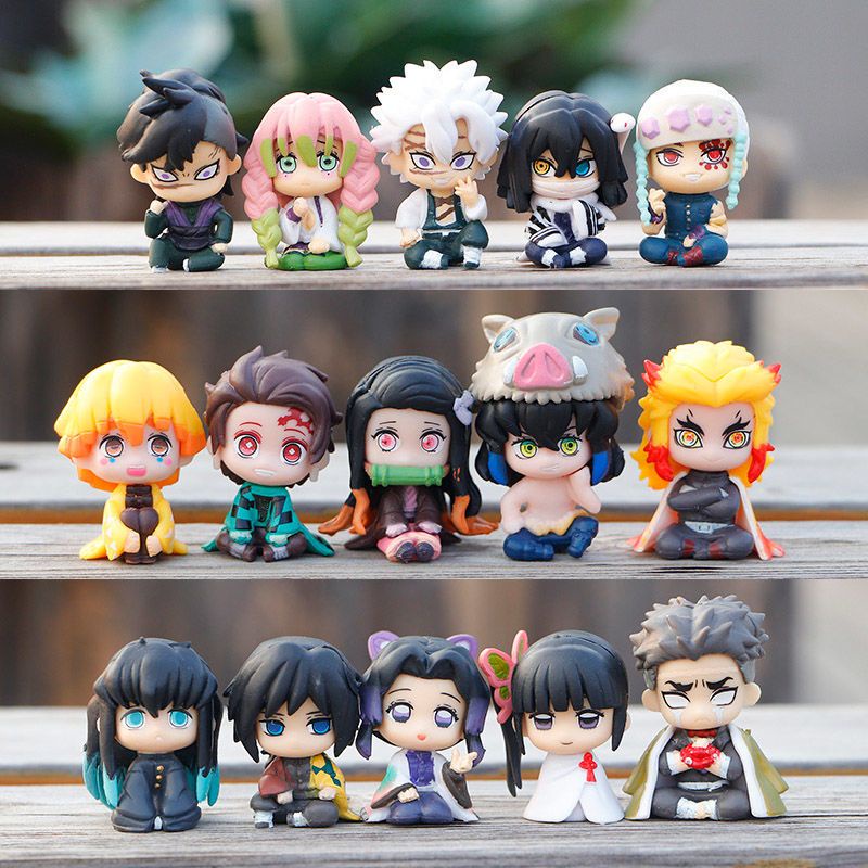 6Pcs/Set Demon Slayer Anime Doll Q Versão Tanjiro Nidouzi Inosuke Zenizu Figura De Ação Filme Modelo Boneca De Brinquedos