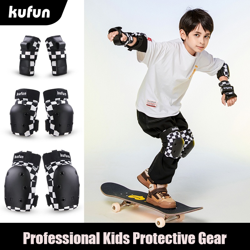 KUFUN 6 Pçs/Set Adulto Criança Patins Skate Bicicleta Proteção Pulso Cotovelo Joelheiras Conjunto De Equipamentos De