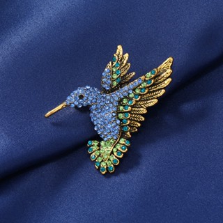 Novos Broches Criativos De Beija-Flor Coloridos Rhinestones Vintage Trendy Suit Pins Gift Acessórios De Espartilho Para Animais Requintados