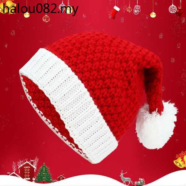 [Natal] Presentes de Natal Presentes de Natal Pais e Filhos Crianças Presente de Inverno para Namorada Chapéu de Proteção para Orelha Chapéu de Papai Noel Adulto Vermelho