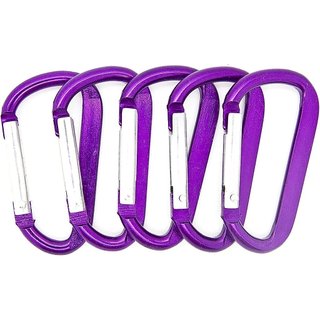 Novo conjunto de 100 peças de mosquetões de alumínio em formato D, cor roxa, com mola, para cinto, chaveiro e gancho 0HY