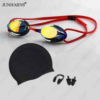 JUNHAI (COD) Silicone Profissional À Prova D'água Chapeamento Transparente Duplo Antiembaçante Óculos De Natação Anti-UV
