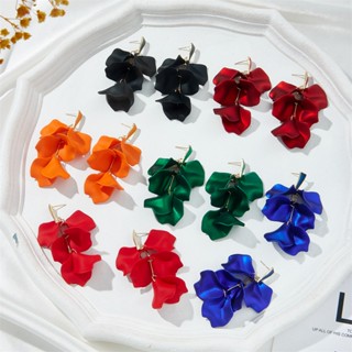 Pinkdudu Fashion Rose Flower Petals Drop Earrings Elegante Escritório Lady Multicolor Brinco Para Mulher Jóias Presentes PD1028