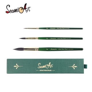 SeamiArt 3pcs Pincel De Esquilo Redondo Pontiagudo Para Pintura De Aquarela em Oferta na Shopee