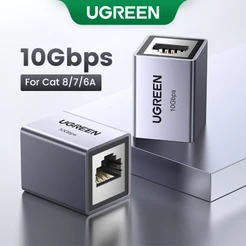 Conector Ethernet Ugreen 10Gbps RJ45 Extensão De Sinal De Rede Para Cabo Cat 8/7/6A/6/5E