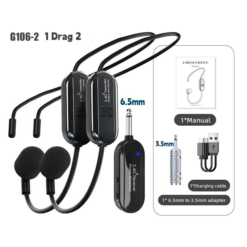 Microfone De Cabeça Sem Fio 2.4G/Mão 2 Em 1 Alcance De 160 Pés Microfones Para Ensino Do Sistema PA Amplificador De Voz Alto-Falante em Oferta na Shopee