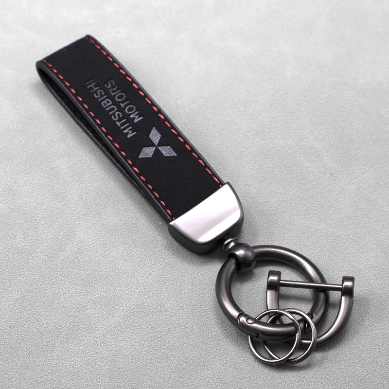 1pcs Chaveiro De Carro De Alta Qualidade Emblema Criativo Camurça Fivela De Chave Acessórios Para Mitsubishi ASX Lancer Pajero Outlander L200 EVO