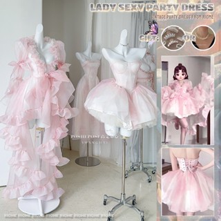 [Série Fantasia-Rosa] 2023 Primavera Nova Princesa Fugitiva Vestido vintage Estilo Saia De Terno Doce Senhora De Alta Qualidade De Festa sexy