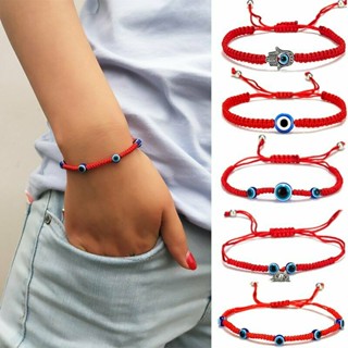 Pulseira De Moda Olho Azul Trançado Com Corda Ajustável Para Acessórios De Joalheria Masculina E Feminina