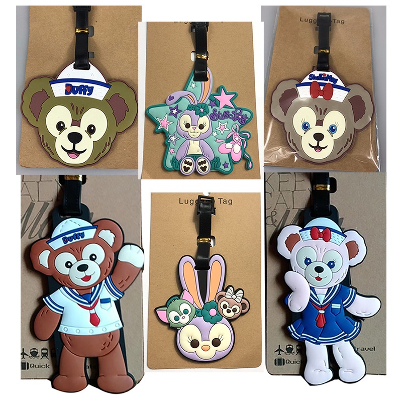 Etiqueta de bagagem de urso Duffy fofa de desenho animado Stella Rabbit Ballet Rabbit Bolsa de bagagem Identificação de