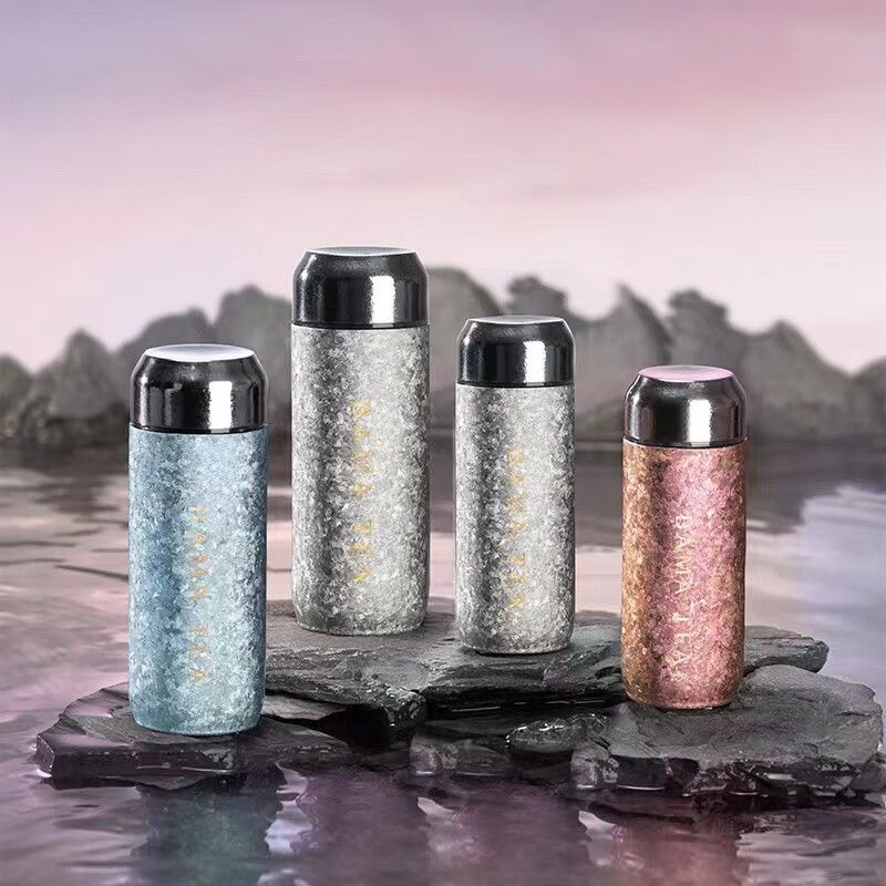 Xícara térmica High-End B 00616 Bama Pure Titanium Thermos Cup Dupla camada Titanium High-End Titanium Crystal Stew Tea Cup Leve Viagem ao ar livre Luxo leve portátil