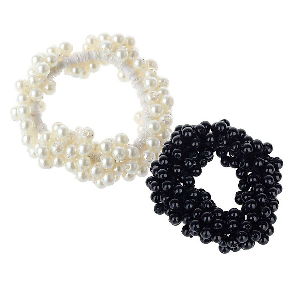 AKOAK Faixa de Cabelo com Pérolas para Mulheres e Meninas, Elástico para Cabelo, Prendedor de Rabo de Cavalo, Pacote com