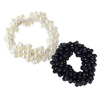 AKOAK Faixa de Cabelo com Pérolas para Mulheres e Meninas, Elástico para Cabelo, Prendedor de Rabo de Cavalo, Pacote com