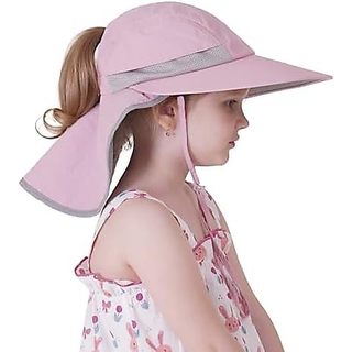 Chapéu De Sol Infantil Com Aba De Pescoço , Proteção UV , Larga , Praia De Verão Para Crianças Pequenas , Meninas , Meni