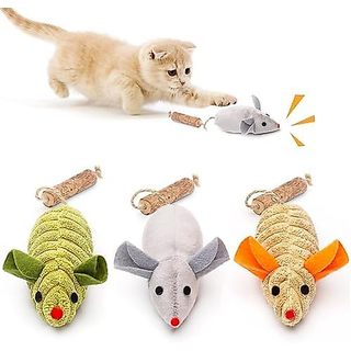 Potaroma Cat Toys : 3pcs Squeak Mice Interativo Catnip Silvervine Animais Para Gatinhos Internos-Dental Matatabi Nip & a