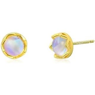 Brincos Pequenos De Prata Esterlina 925/Ouro 14K Pltaed Arco-Íris Moonstone Para Mulheres De Pedra Da Lua Joias Com Pedr